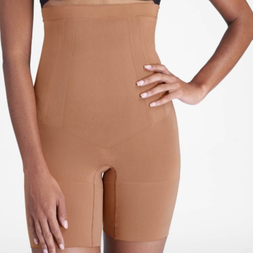 COPY - SPANX High Waist Nude Short Mid Thigh Size…